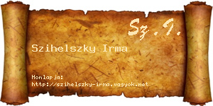 Szihelszky Irma névjegykártya