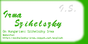 irma szihelszky business card
